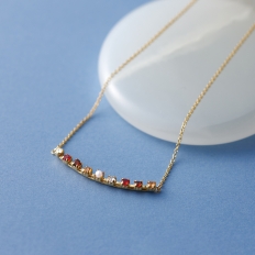 カラーラインストーンネックレス